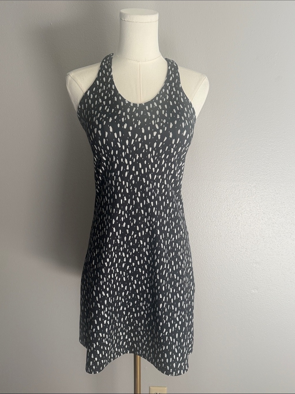 NIC+ZOE Sport Active Athletic Black Dress with White Spot Print
